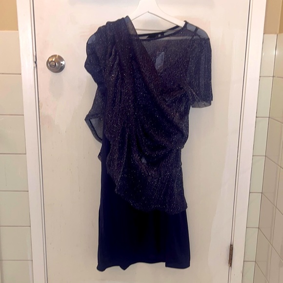 NWT| Reitmans | Blue Sparkle| Sequence Two Piece Sleeveless Shift Cocktail Dress - Picture 3 of 8